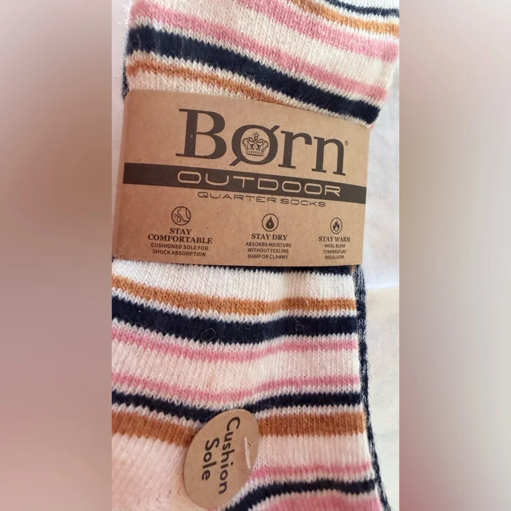 Born Casual Striped Socks - Pink, Black, Cream, Brown 4 pairs wool blend
